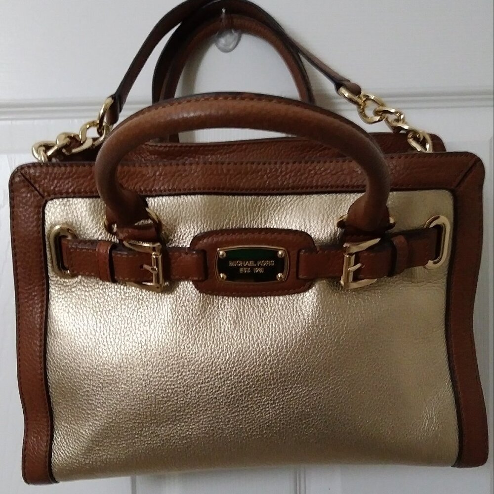 Michael Kors Brown Gold Shoulder & Cross-body Satchel Bag